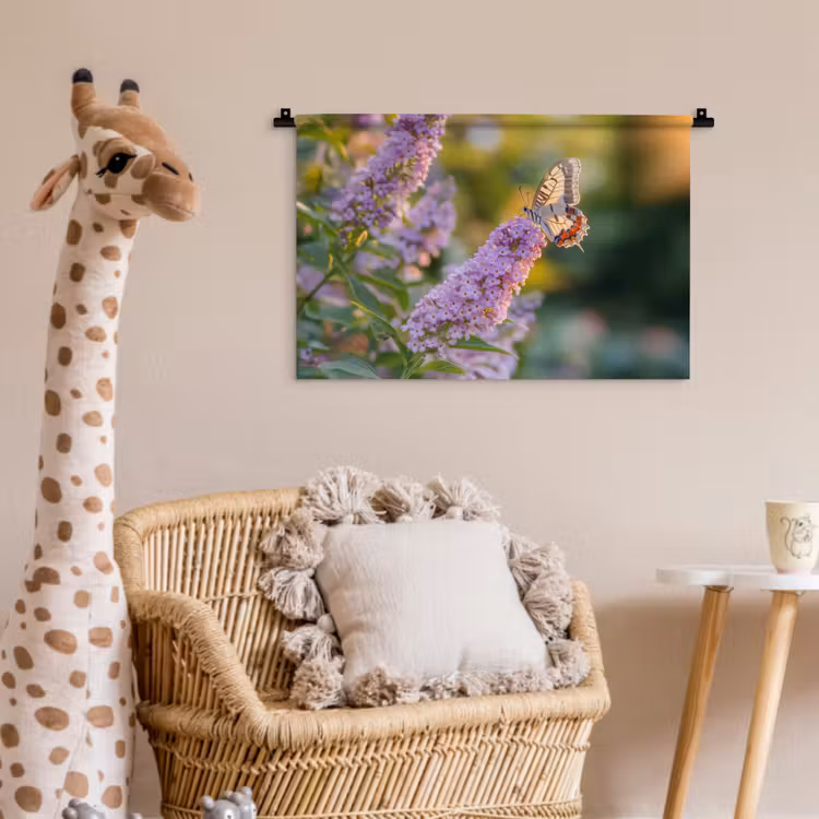 Wandkleed - Sierlijke - Vlinder - Paarse - Bloemen — 5