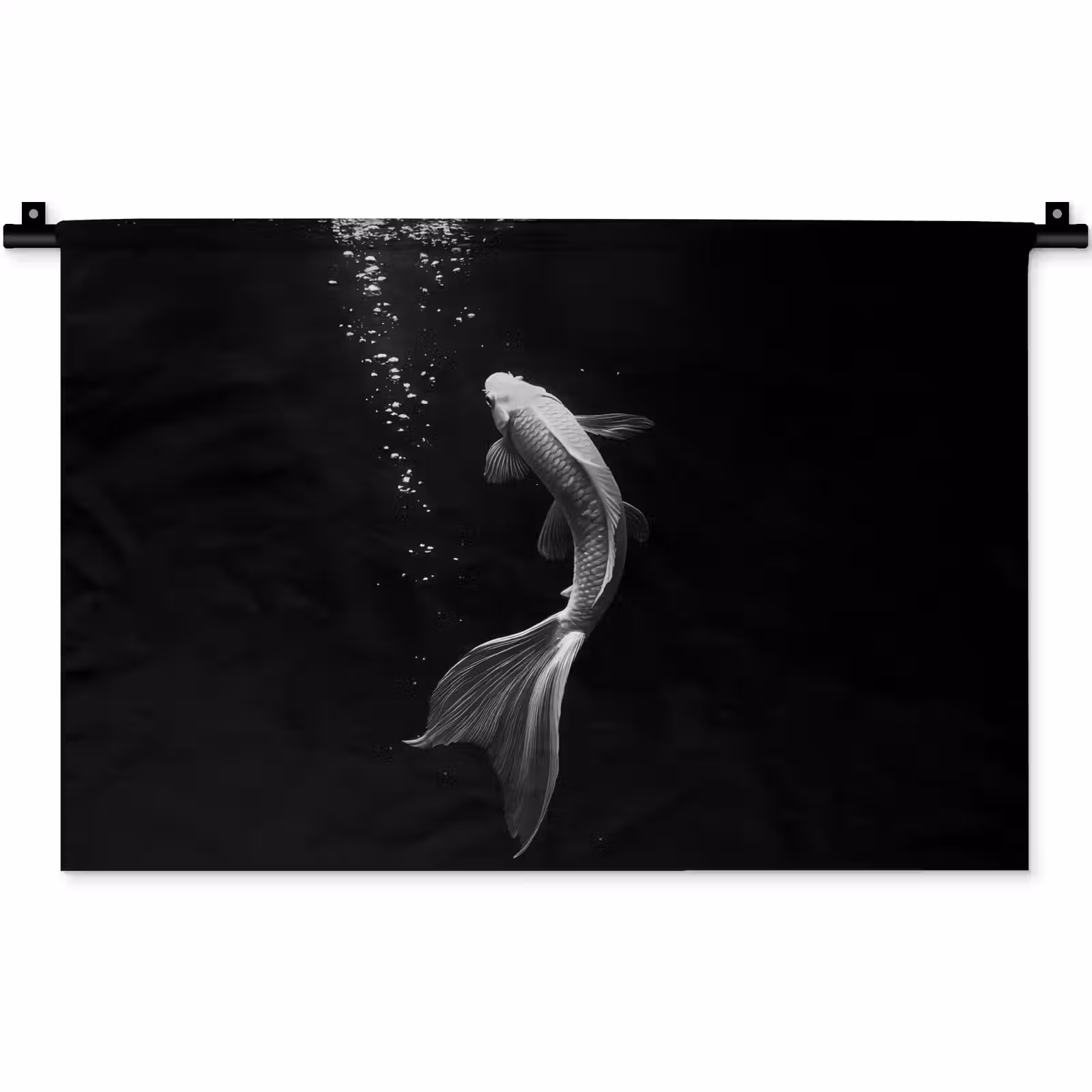 Wandkleed - Koi - Vis - Wit - Zwart — 1