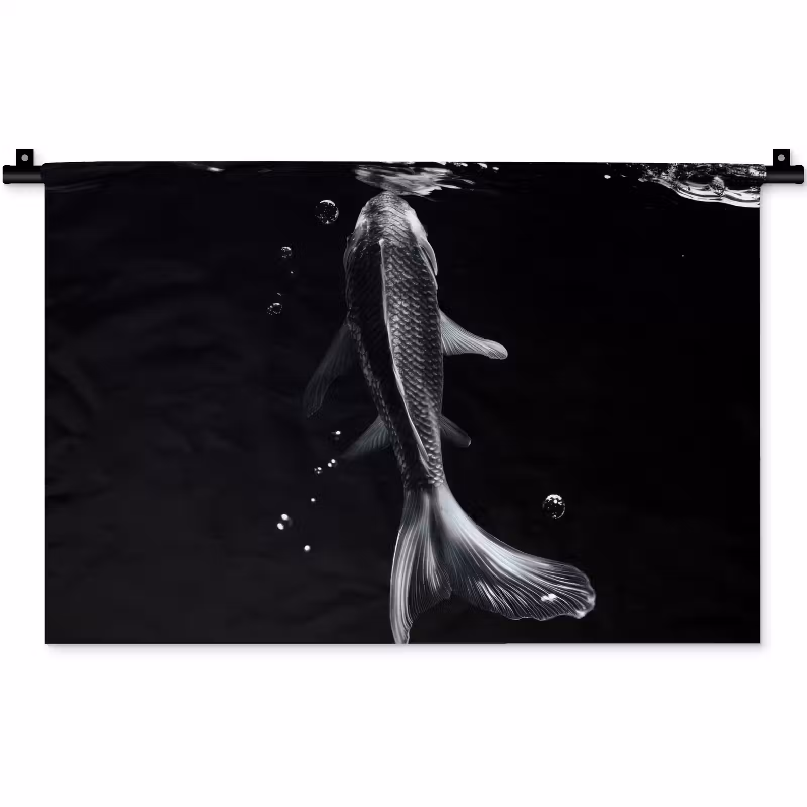 Wandkleed - Koi - Vissen - Water - Zwart — 1