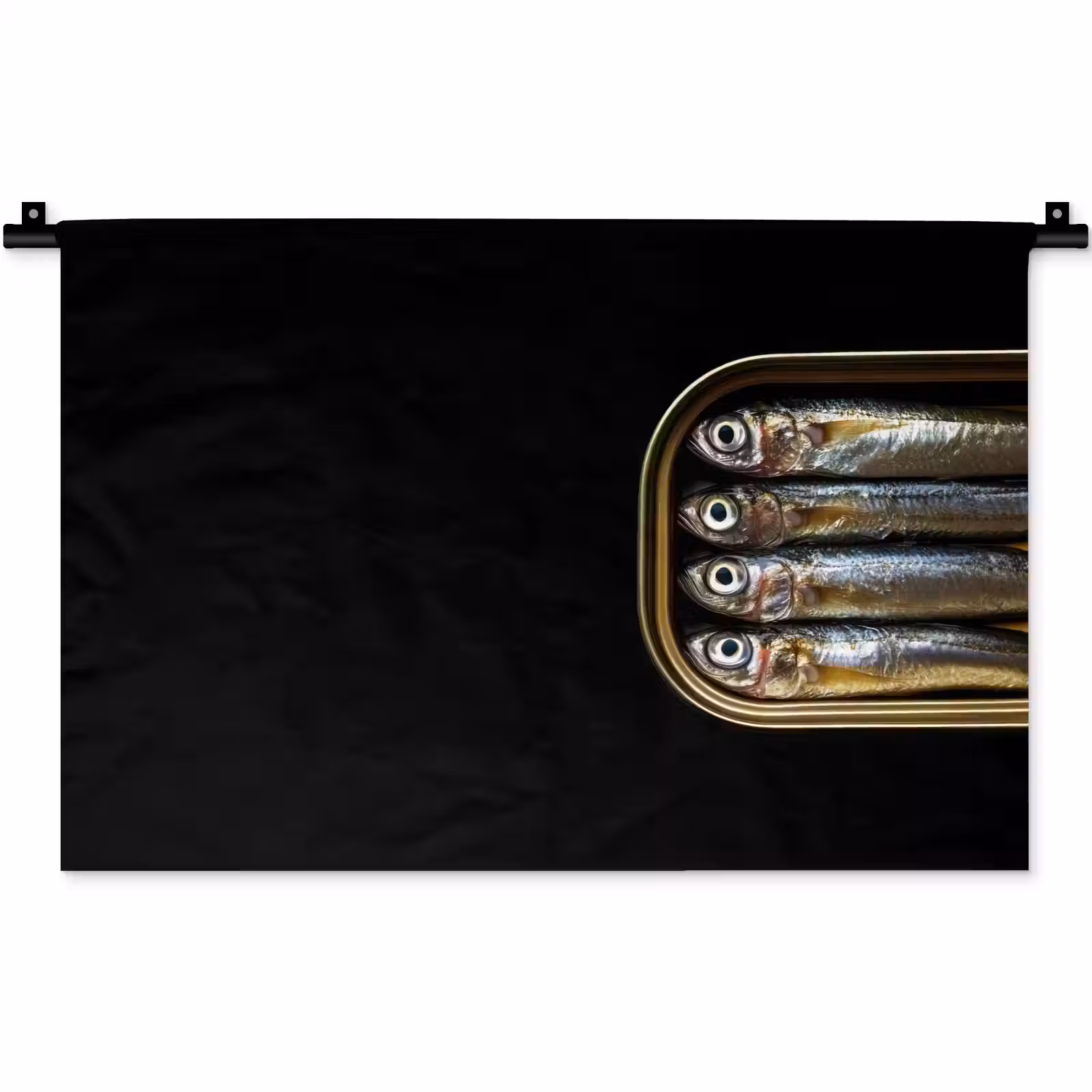 Wandkleed - Sardines - Blik - Zwart - Vissen — 1