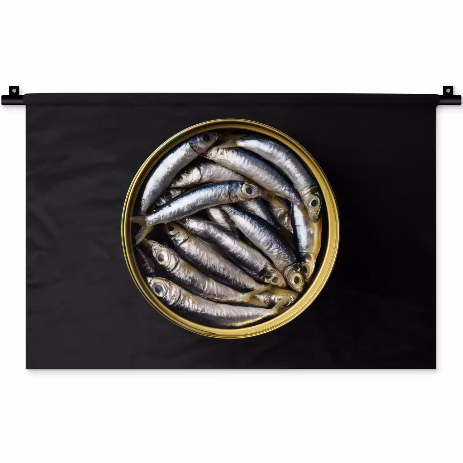 Wandkleed - Sardines - Vissen - Rond - Zwart — 1