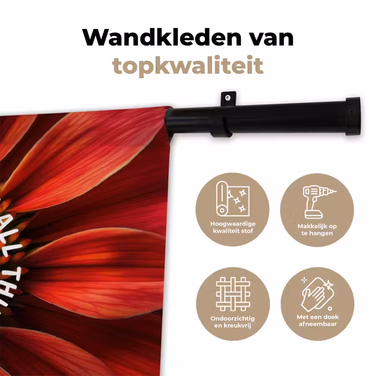 Wandkleed - Close up - Bloem - Quote - Rood — 3