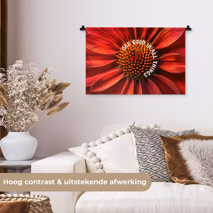 Wandkleed - Close up - Bloem - Quote - Rood — 4