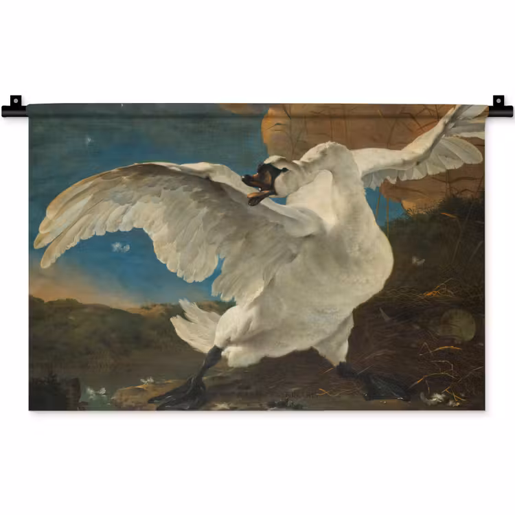 Wandkleed - De bedreigde zwaan - Schilderij van Jan Asselijn — 1