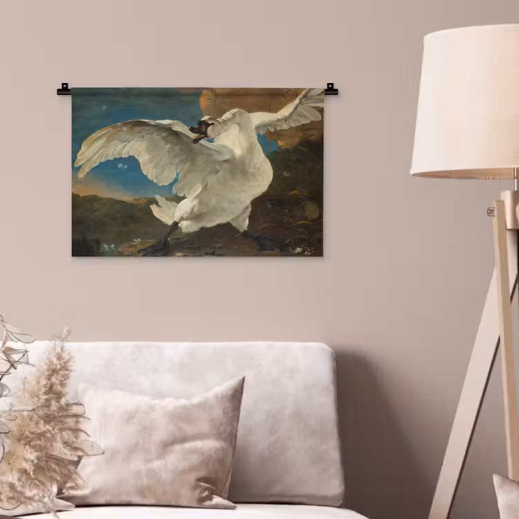 Wandkleed - De bedreigde zwaan - Schilderij van Jan Asselijn — 2