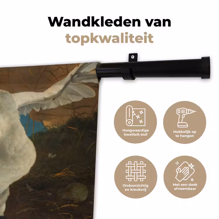 Wandkleed - De bedreigde zwaan - Schilderij van Jan Asselijn — 3