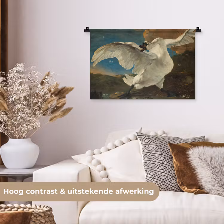 Wandkleed - De bedreigde zwaan - Schilderij van Jan Asselijn — 4