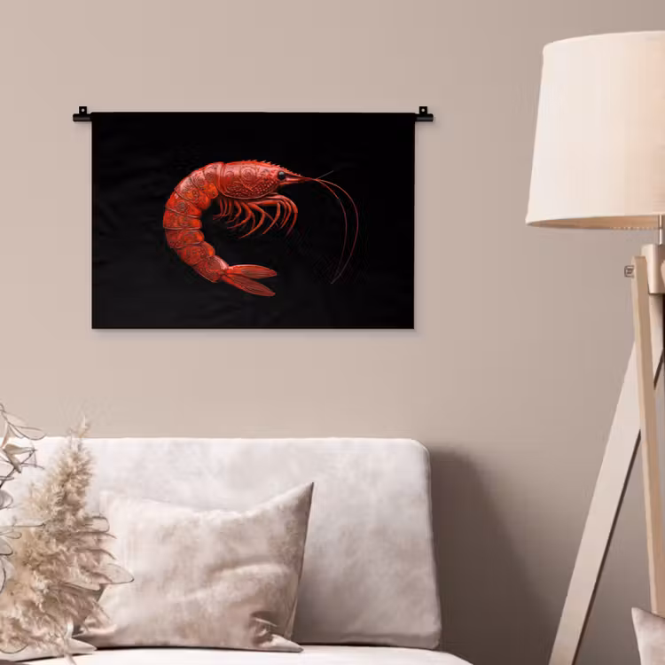 Wandkleed - Garnaal - Rood - Dieren — 2