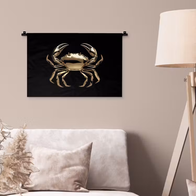 Wandkleed - Goud - Krab - Dieren - Zwart — 2