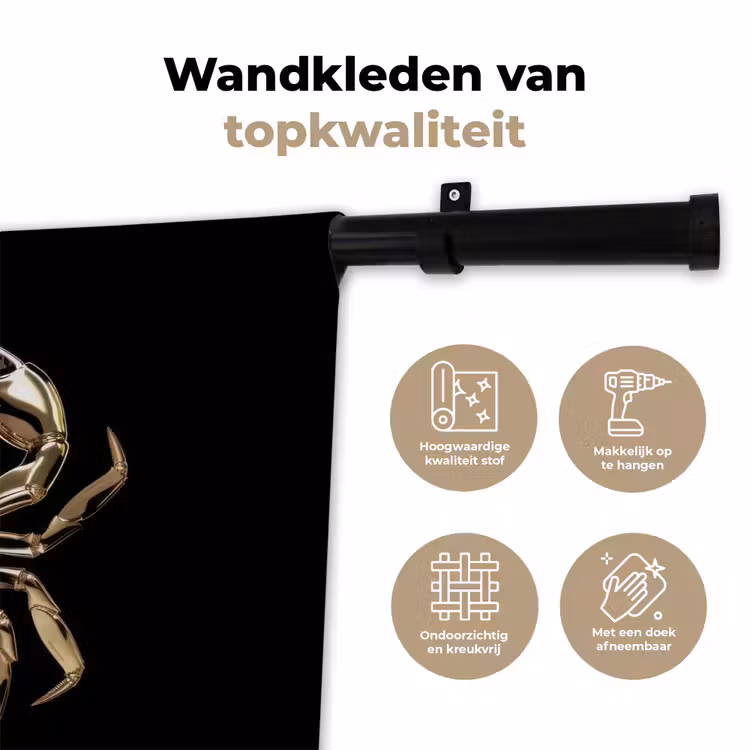 Wandkleed - Goud - Krab - Dieren - Zwart — 3