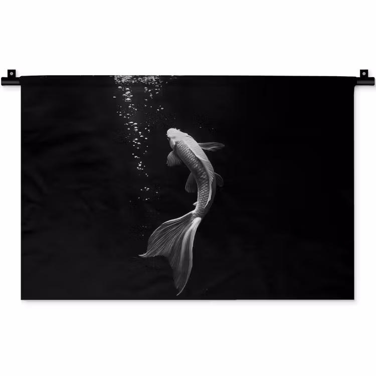 Wandkleed - Koi - Vis - Wit - Zwart — 1