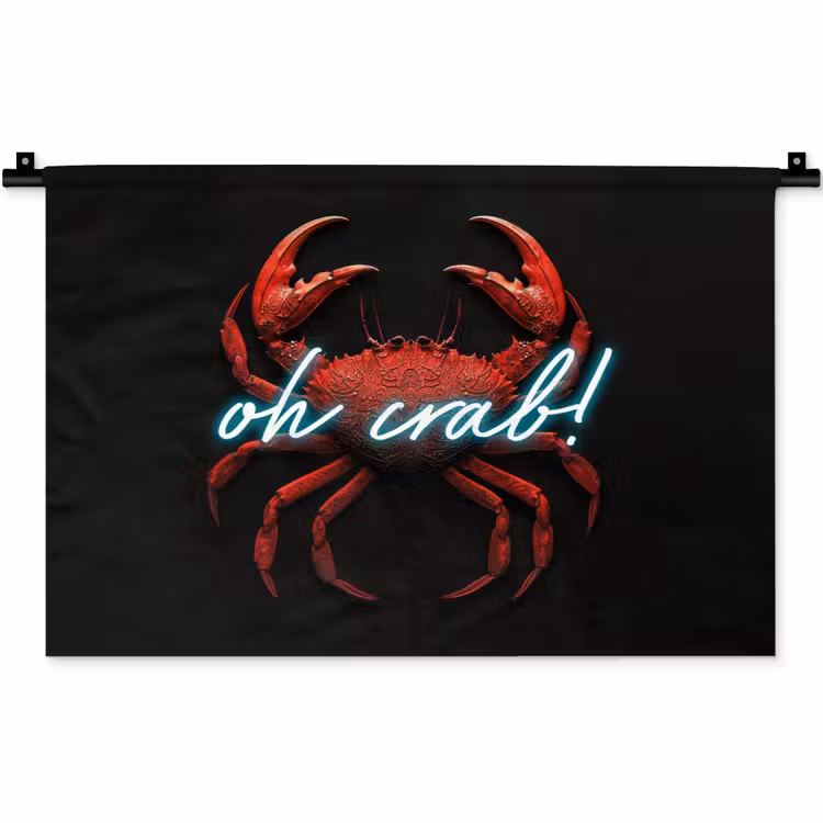 Wandkleed - Krab - Rood - Neon - Quote — 1