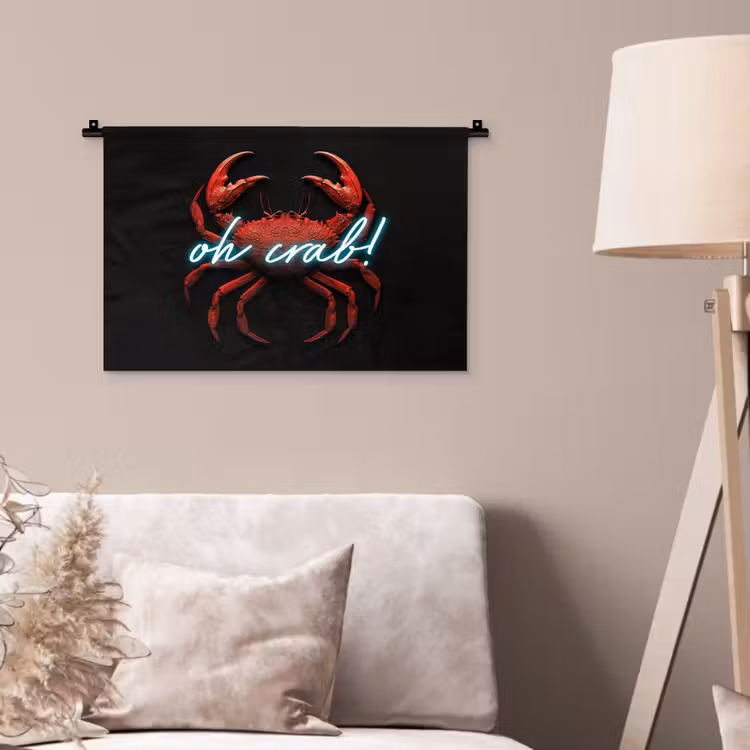 Wandkleed - Krab - Rood - Neon - Quote — 2