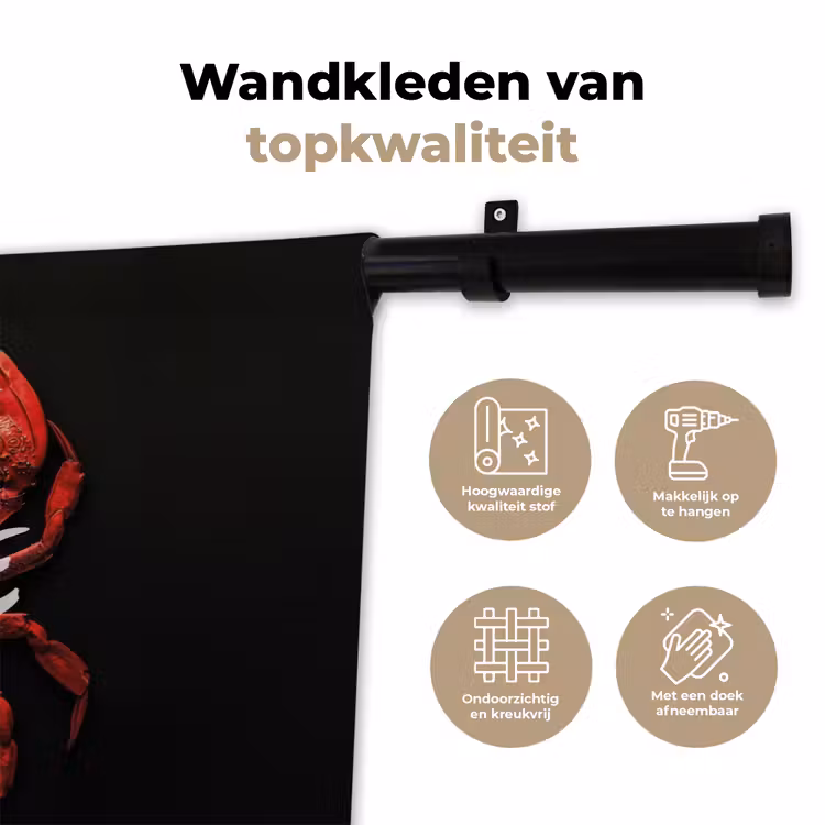 Wandkleed - Krab - Rood - Tekst - Zwart — 3