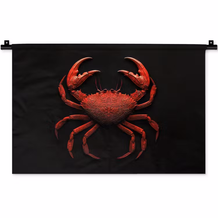 Wandkleed - Krab - Rood - Vissen - Schaaldieren — 1