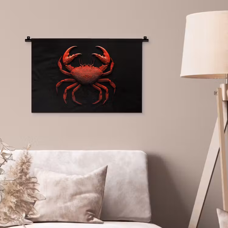 Wandkleed - Krab - Rood - Vissen - Schaaldieren — 2