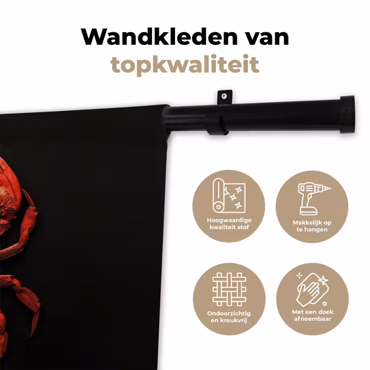 Wandkleed - Krab - Rood - Vissen - Schaaldieren — 3