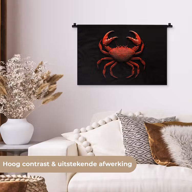 Wandkleed - Krab - Rood - Vissen - Schaaldieren — 4