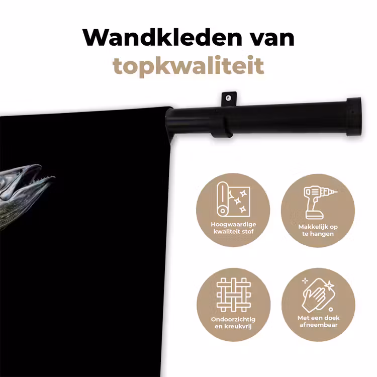 Wandkleed - Makreel - Vis - Zwart — 3