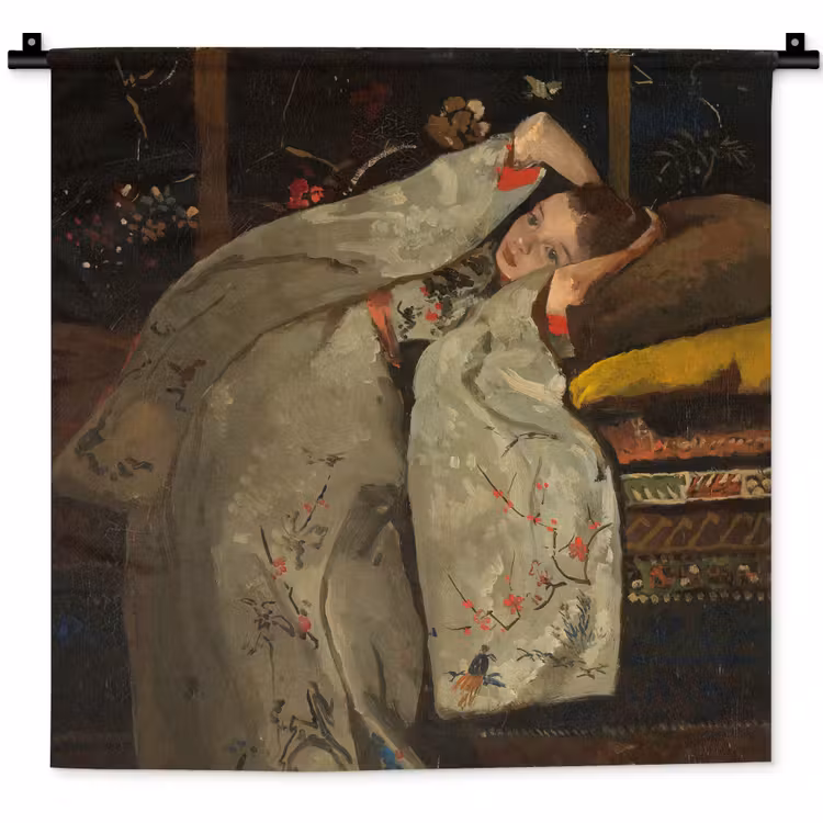 Wandkleed - Meisje in witte kimono - Schilderij van George Hendrik Breitner — 1