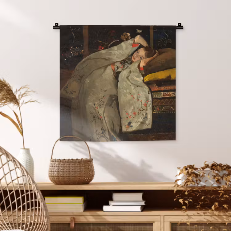 Wandkleed - Meisje in witte kimono - Schilderij van George Hendrik Breitner — 4
