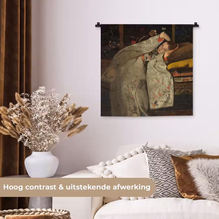 Wandkleed - Meisje in witte kimono - Schilderij van George Hendrik Breitner — 5