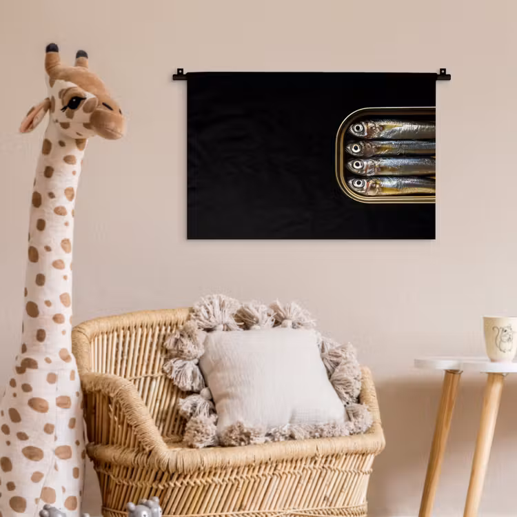 Wandkleed - Sardines - Blik - Zwart - Vissen — 5