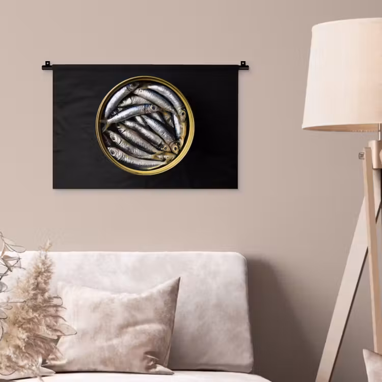 Wandkleed - Sardines - Vissen - Rond - Zwart — 2