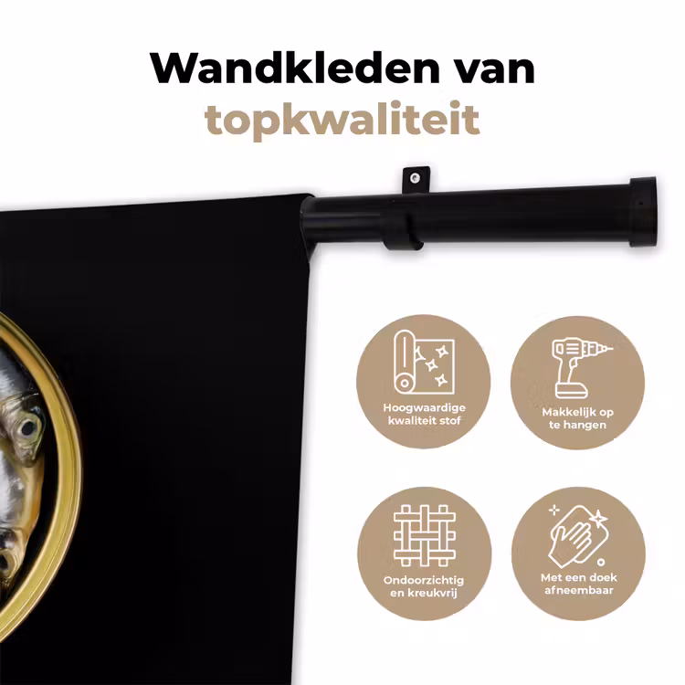 Wandkleed - Sardines - Vissen - Rond - Zwart — 3