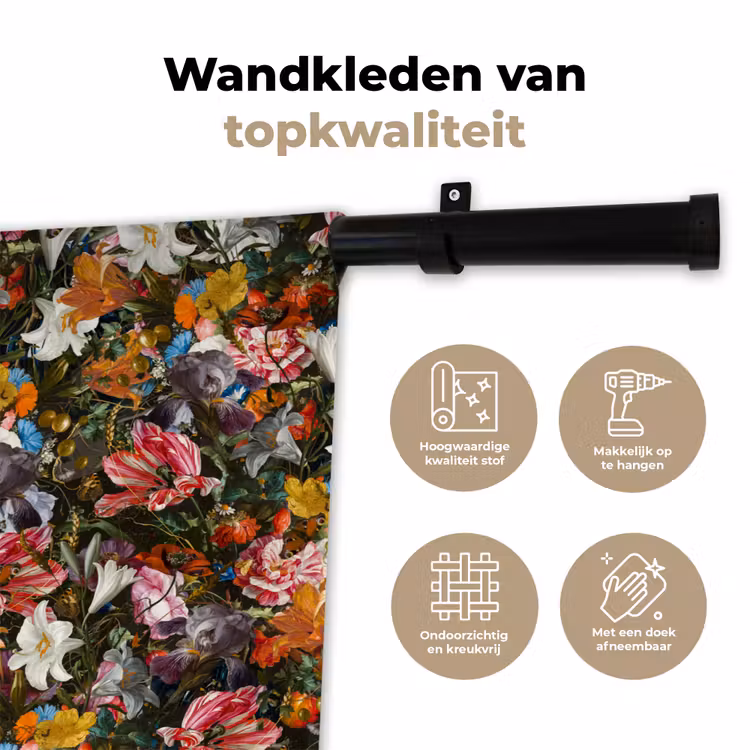 Wandkleed - Bloemen - Vlinder - Design - Kunst - Abstract - Schilderij - Oude meesters — 3