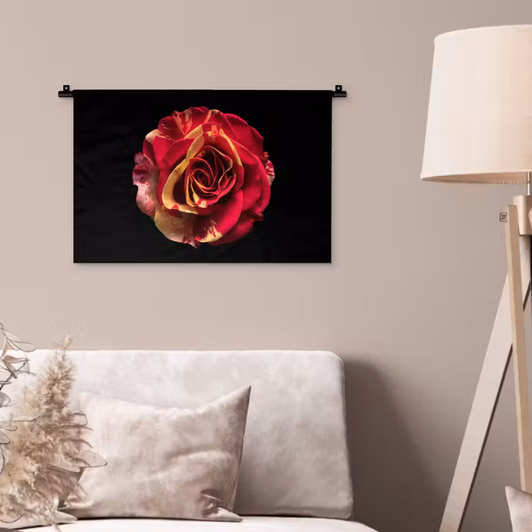 Wandkleed - Bloem - Roos - Rood - Zwart — 2