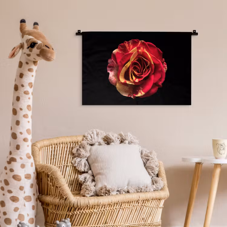 Wandkleed - Bloem - Roos - Rood - Zwart — 5