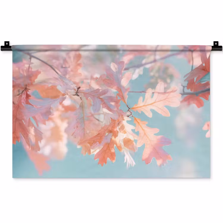 Wandkleed - Eikenbladeren - Takken - Roze — 1