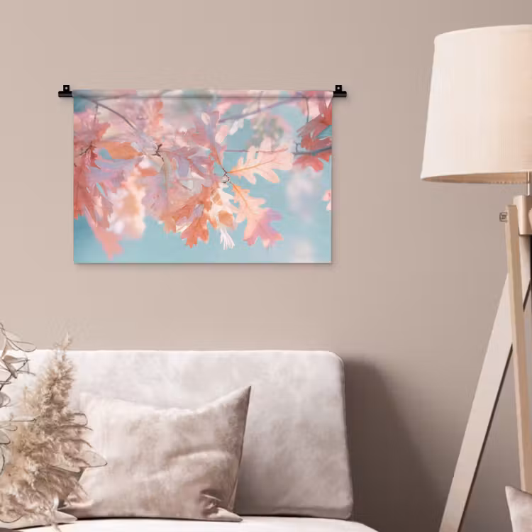 Wandkleed - Eikenbladeren - Takken - Roze — 2