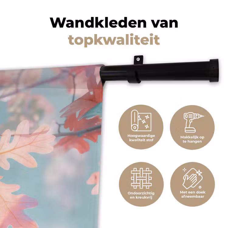 Wandkleed - Eikenbladeren - Takken - Roze — 3