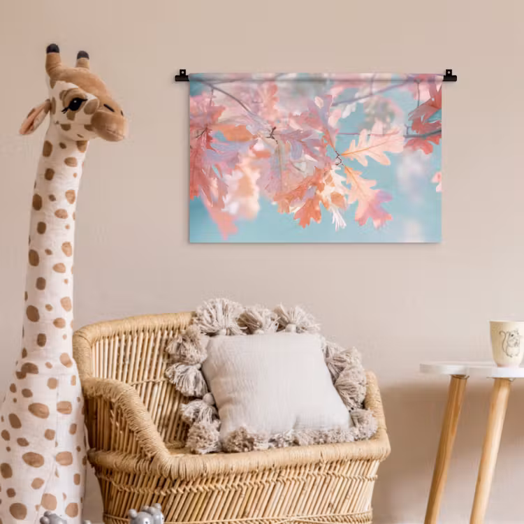 Wandkleed - Eikenbladeren - Takken - Roze — 5