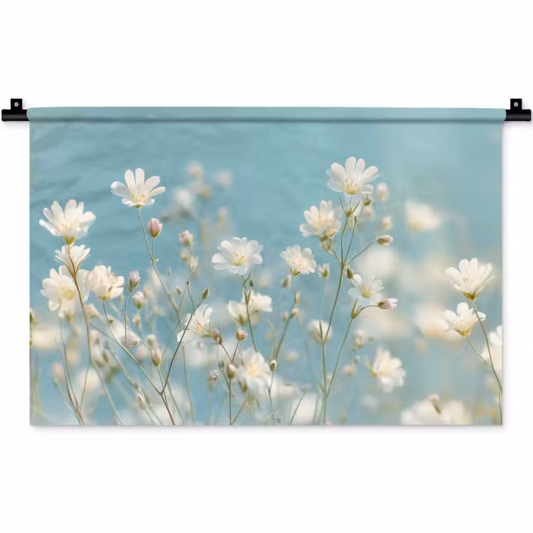 Wandkleed - Stengels - Bloemen - Lucht - Wit — 1