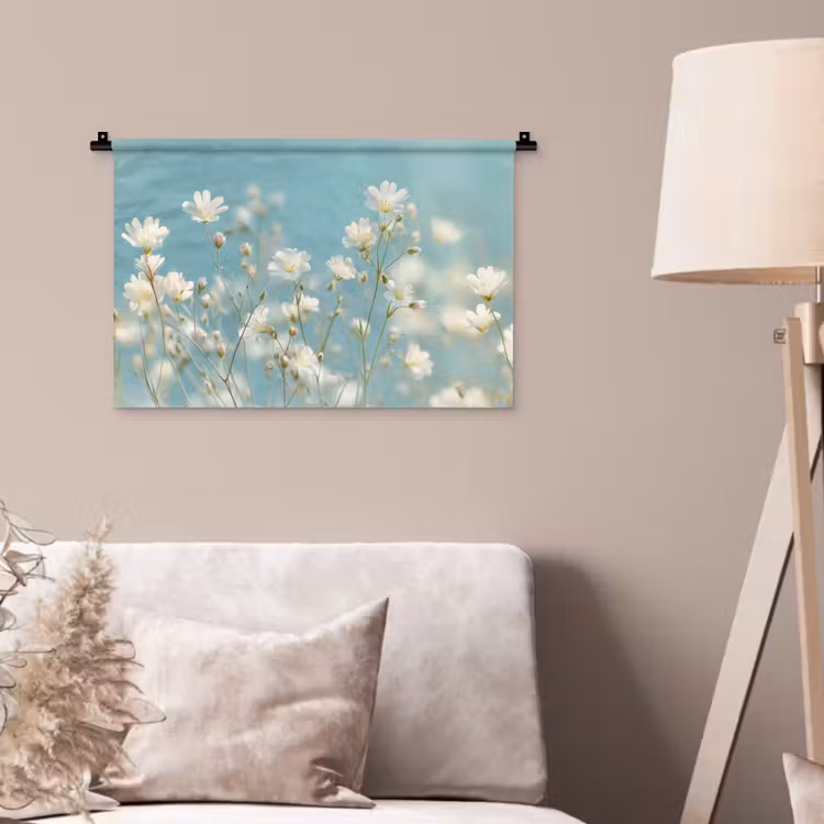 Wandkleed - Stengels - Bloemen - Lucht - Wit — 2