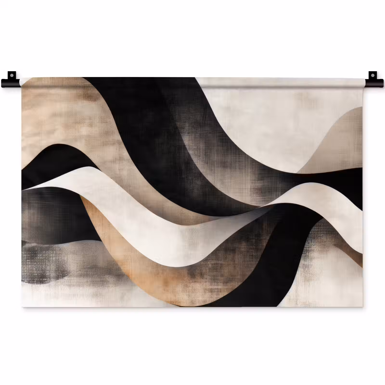 Wandkleed - Abstract - Golven - Zwart - Verweerd — 1