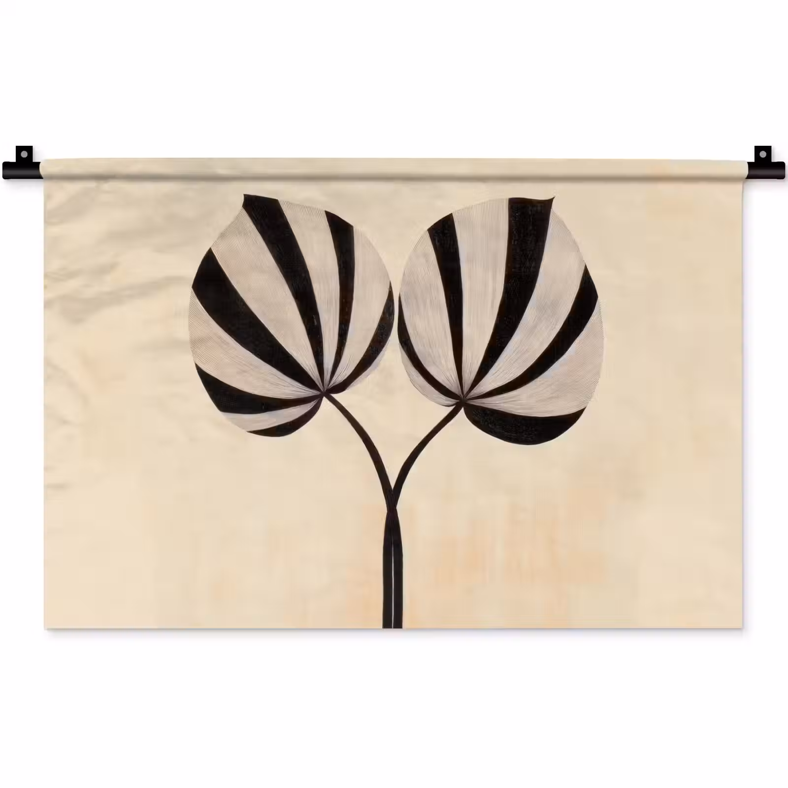 Wandkleed - Bladeren - Gestreept - Stengel - Beige — 1