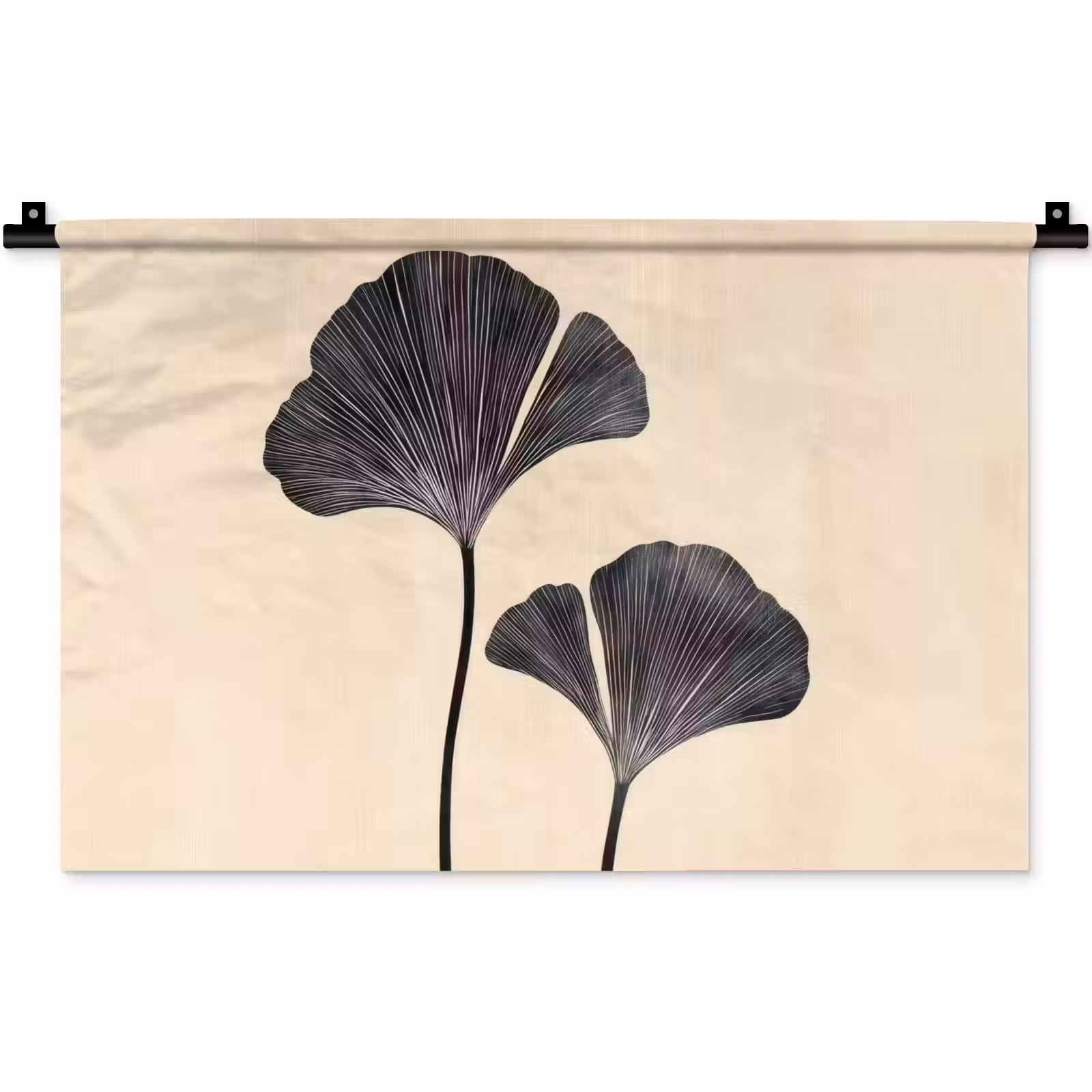 Wandkleed - Bladeren - Minimalistisch - Zwart — 1
