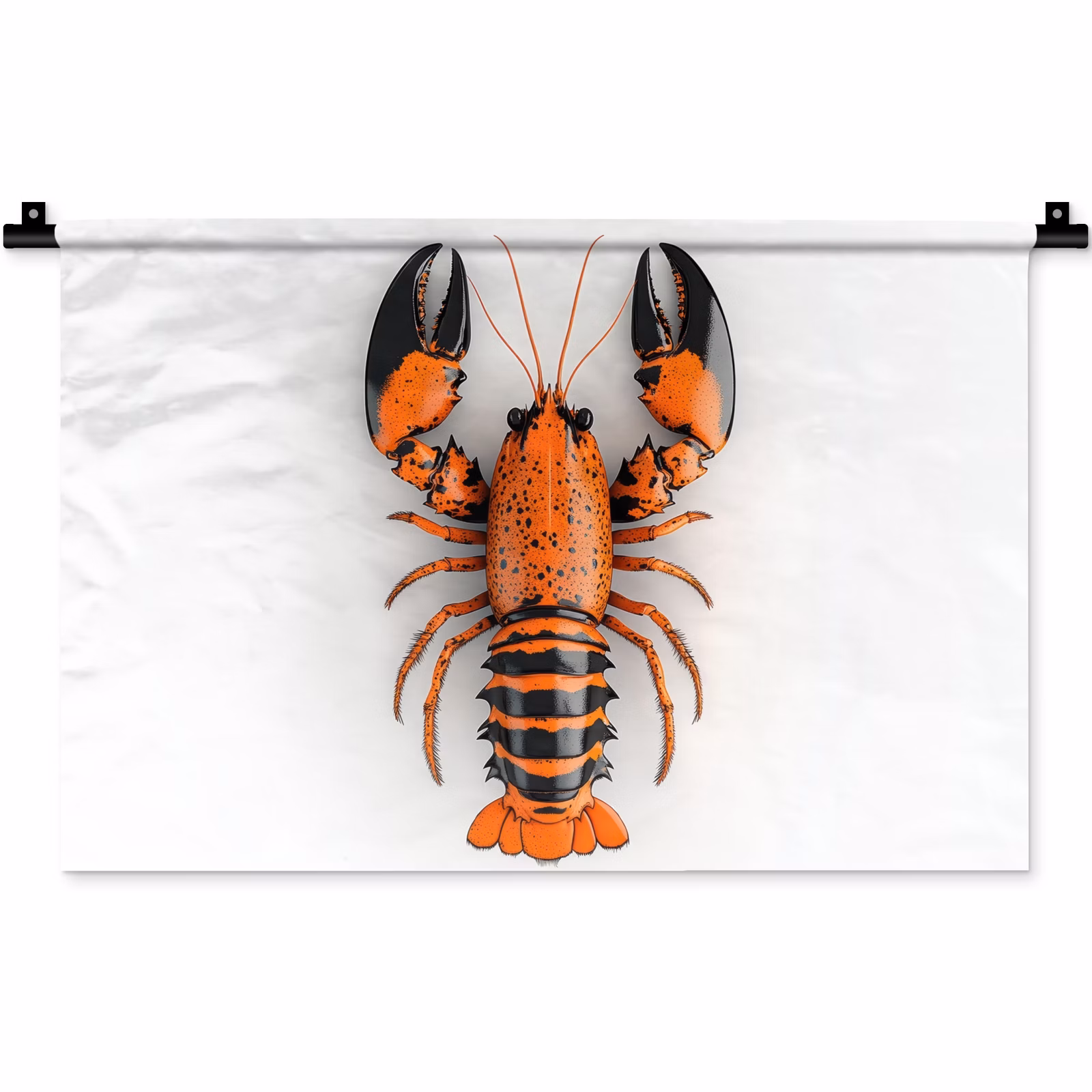 Wandkleed - Kreeft - Zwart - Oranje - Wit - Uniek — 1