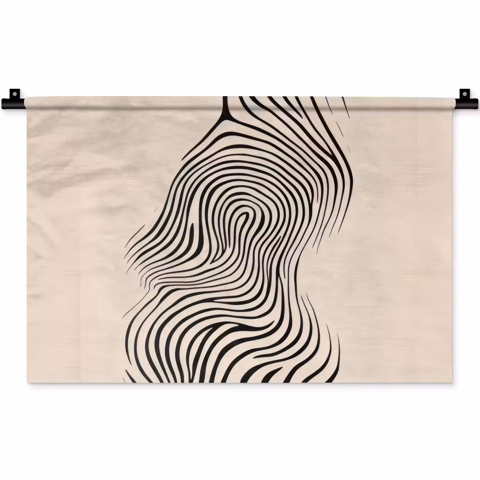 Wandkleed - Lijnen - Abstract - Golvend - Zwart — 1