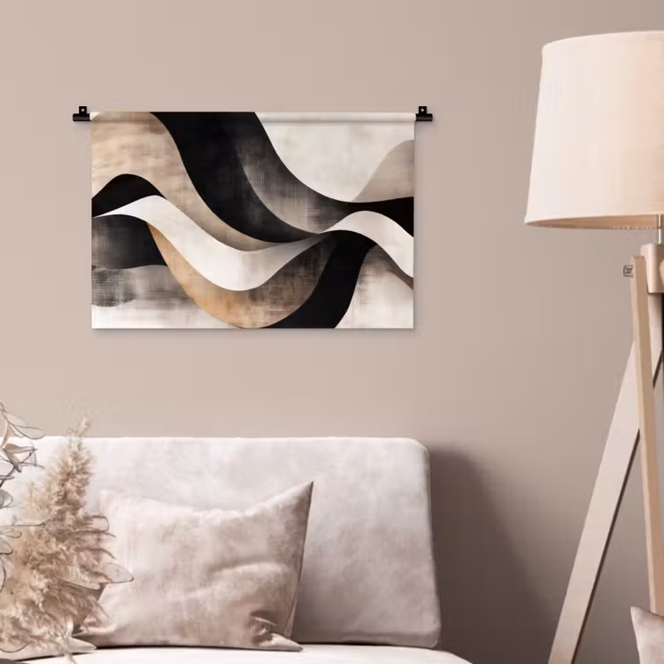 Wandkleed - Abstract - Golven - Zwart - Verweerd — 2