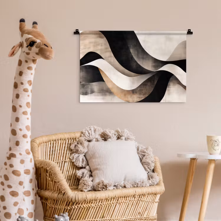Wandkleed - Abstract - Golven - Zwart - Verweerd — 5