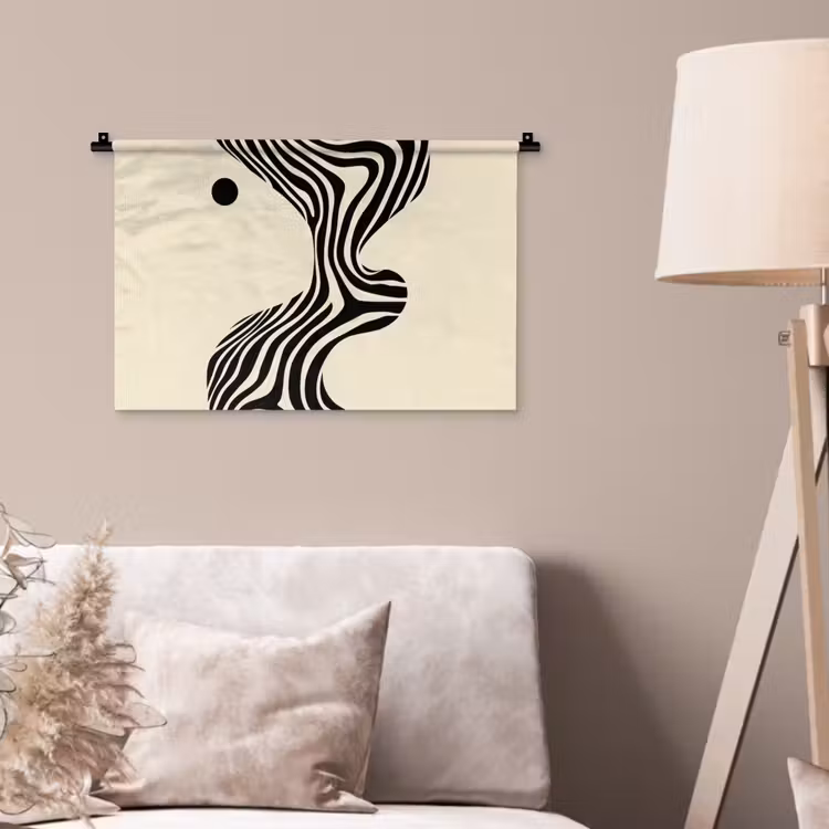 Wandkleed - Beige - Lijnen - Golvend - Abstract — 2