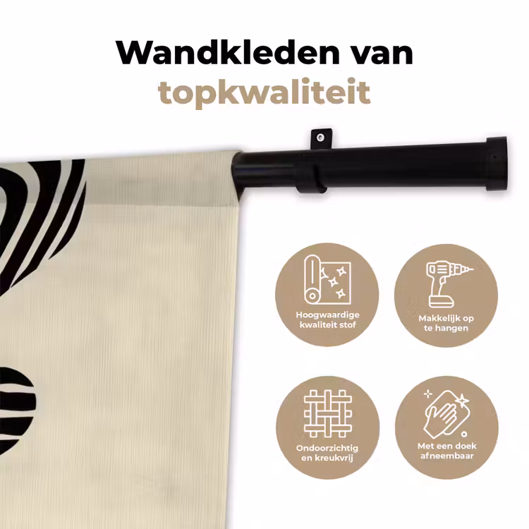 Wandkleed - Beige - Lijnen - Golvend - Abstract — 3