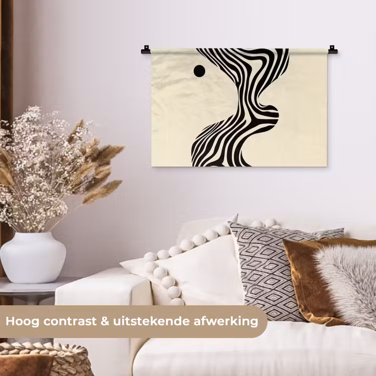 Wandkleed - Beige - Lijnen - Golvend - Abstract — 4