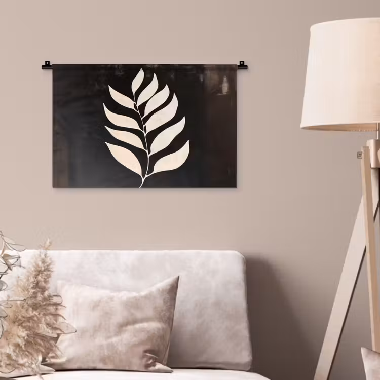 Wandkleed - Blad - Wit - Minimalistisch — 2