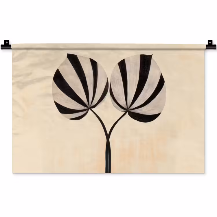 Wandkleed - Bladeren - Gestreept - Stengel - Beige — 1